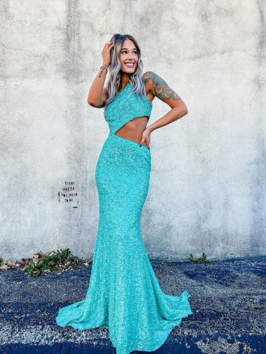 Sleeveless One Shoulder Velvet Sequin Shown Color Sweep Train Prom Dresses Leicester
