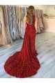 Sleeveless One Shoulder Velvet Sequin Burgundy Court Train Prom Dress Leicester