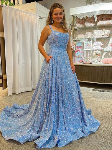 Sleeveless Scoop Neck Velvet Sequin Shown Color Court Train Prom Dress / Evening Dress Leicester