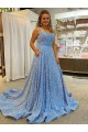 Sleeveless Scoop Neck Velvet Sequin Shown Color Court Train Prom Dress / Evening Dress Leicester