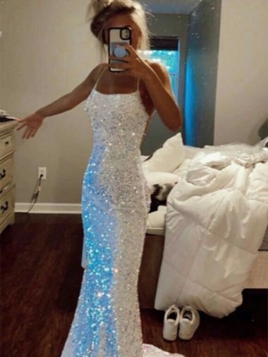 Sleeveless Spaghetti Straps Velvet Sequin Shown Color Sweep Train Evening Dress Leicester