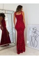 Sleeveless Square Neck Velvet Sequin Burgundy Long Prom Dress Leicester