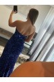 Sleeveless Strapless Velvet Sequin Fuchsia Sweep Train Prom Dress Leicester