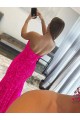 Sleeveless Strapless Velvet Sequin Fuchsia Sweep Train Prom Dress Leicester