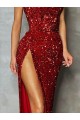 Sleeveless Strapless Velvet Sequin Burgundy Long Prom Dress / Evening Dress Leicester