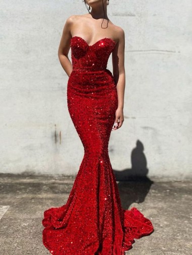 Sleeveless Sweetheart Velvet Sequin Burgundy Court Train Prom Dress / Evening Gown Leicester