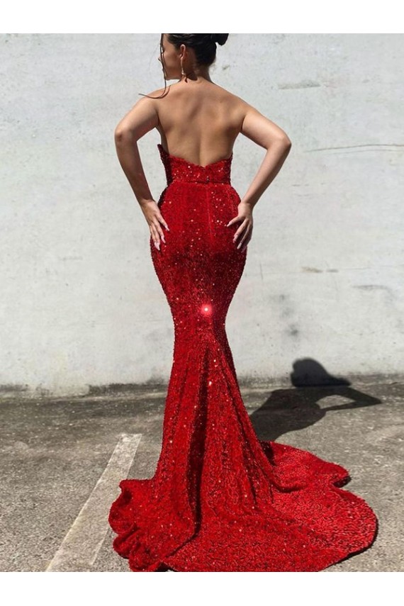 Sleeveless Sweetheart Velvet Sequin Burgundy Court Train Prom Dress / Evening Gown Leicester