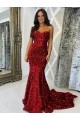 Sleeveless Sweetheart Velvet Sequin Burgundy Court Train Evening Dress Leicester
