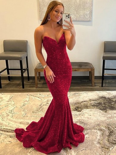 Sleeveless Sweetheart Velvet Sequin Burgundy Sweep Train Prom Dress Leicester