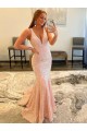 Sleeveless V-Neck Velvet Sequin Shown Color Sweep Train Evening Dress Leicester