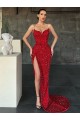 Sleeveless V-Neck Velvet Sequin Red Sweep Train Evening Gown / Prom Dress Leicester
