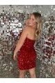 Sleeveless Sweetheart Velvet Sequin Burgundy Short Prom Dress Leicester