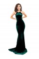 Sleeveless High Neck Stretch Velvet Dark Green Sweep Train Formal Evening Gown / Prom Dress / Bridesmaid Dress Leicester