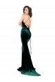 Sleeveless High Neck Stretch Velvet Dark Green Sweep Train Formal Evening Gown / Prom Dress / Bridesmaid Dress Leicester