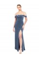 Sleeveless Strapless Stretch Velvet Dusty Blue Long Prom Dress / Bridesmaid Dress Leicester