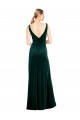 Sleeveless V-Neck Stretch Velvet Dark Green Long Black Tie Evening Dress / Prom Dress / Bridesmaid Dress Leicester