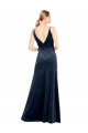 Sleeveless V-Neck Stretch Velvet Dark Navy Long Prom Dress / Bridesmaid Dress Leicester