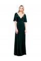 Flutter Sleeves V-Neck Stretch Velvet Dark Green Long Prom Dress / Bridesmaid Dress Leicester