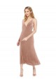 Sleeveless V-Neck Stretch Velvet Pink Midi Length Prom Dress / Bridesmaid Dress Leicester