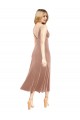Sleeveless V-Neck Stretch Velvet Pink Midi Length Prom Dress / Bridesmaid Dress Leicester
