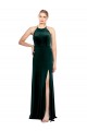 Sleeveless Jewel Neck Stretch Velvet Dark Green Long Prom Dress / Bridesmaid Dress Leicester