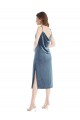 Sleeveless One Shoulder Stretch Velvet Dusty Blue Long Semi Formal Evening Dress / Prom Dress / Bridesmaid Dress Leicester