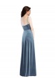 Sleeveless Sweetheart Stretch Velvet Dusty Blue Long Semi Formal Evening Dress / Prom Dress / Bridesmaid Dress Leicester