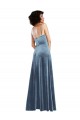 Sleeveless Cowl Neck Stretch Velvet Dusty Blue Long Semi Formal Evening Dress / Prom Dress / Bridesmaid Dress Leicester