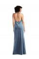 Sleeveless Cowl Neck Stretch Velvet Dusty Blue Long Bridesmaid Dress / Evening Dress Leicester