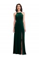 Sleeveless High Neck Stretch Velvet Dark Green Long Semi Formal Evening Dress / Prom Dress / Bridesmaid Dress Leicester