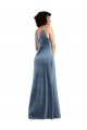 Sleeveless Cowl Neck Stretch Velvet Dusty Blue Long Evening Dress / Bridesmaid Dress Leicester