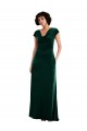 Cap Sleeves Cowl Neck Stretch Velvet Dark Green Long Black Tie Evening Gown / Prom Dress / Bridesmaid Dress Leicester