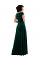 Cap Sleeves Cowl Neck Stretch Velvet Dark Green Long Black Tie Evening Gown / Prom Dress / Bridesmaid Dress Leicester
