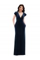 Flutter Sleeves V-Neck Stretch Velvet Dark Navy Long Formal Dress / Bridesmaid Dress Leicester