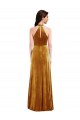 Sleeveless High Neck Stretch Velvet Gold Long Semi Formal Evening Dress / Prom Dress / Bridesmaid Dress Leicester