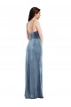 Sleeveless Sweetheart Stretch Velvet Dusty Blue Long Formal Evening Gown / Prom Dress / Bridesmaid Dress Leicester