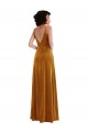 Sleeveless V-Neck Stretch Velvet Gold Long Semi Formal Evening Dress / Prom Dress / Bridesmaid Dress Leicester