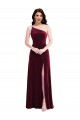 Sleeveless One Shoulder Stretch Velvet Burgundy Long Black Tie Evening Dress / Prom Dress / Bridesmaid Dress Leicester