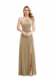 Sleeveless High Neck Stretch Velvet Champagne Long Semi Formal Evening Dress / Prom Dress / Bridesmaid Dress Leicester