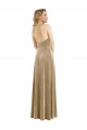 Sleeveless High Neck Stretch Velvet Champagne Long Semi Formal Evening Dress / Prom Dress / Bridesmaid Dress Leicester