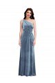 Sleeveless Off the Shoulder Stretch Velvet Dusty Blue Long Bridesmaid Dress / Evening Dress Leicester