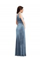 Sleeveless Off the Shoulder Stretch Velvet Dusty Blue Long Bridesmaid Dress / Evening Dress Leicester