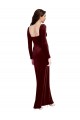 Long Sleeves Square Neck Stretch Velvet Burgundy Long Prom Dress / Bridesmaid Dress Leicester