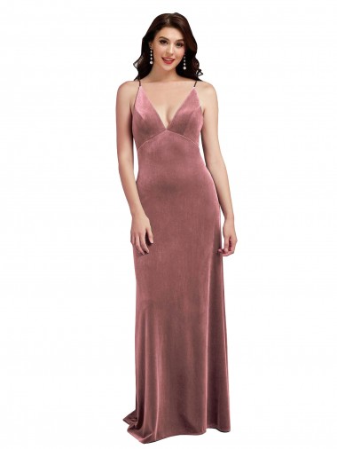 Sleeveless V-Neck Stretch Velvet Cinnamon Rose Long Formal Evening Gown / Prom Dress / Bridesmaid Dress Leicester