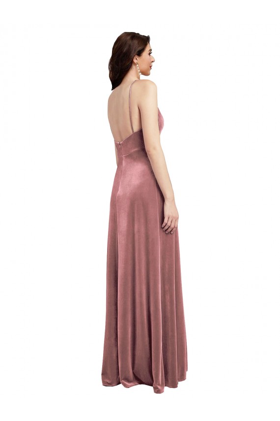 Sleeveless V-Neck Stretch Velvet Cinnamon Rose Long Formal Evening Gown / Prom Dress / Bridesmaid Dress Leicester