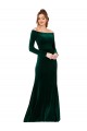 Long Sleeves Off the Shoulder Stretch Velvet Dark Green Long Formal Evening Gown / Prom Dress / Bridesmaid Dress Leicester
