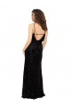 Sleeveless V-Neck Floral Velvet & Stretch Velvet Black Long Bridesmaid Dress Leicester