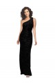 Sleeveless One Shoulder Floral Velvet & Stretch Velvet Black Long Bridesmaid Dresses Leicester