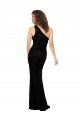 Sleeveless One Shoulder Floral Velvet & Stretch Velvet Black Long Bridesmaid Dresses Leicester