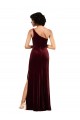 Sleeveless One Shoulder Stretch Velvet Burgundy Long Formal Evening Gown / Prom Dress / Bridesmaid Dress Leicester